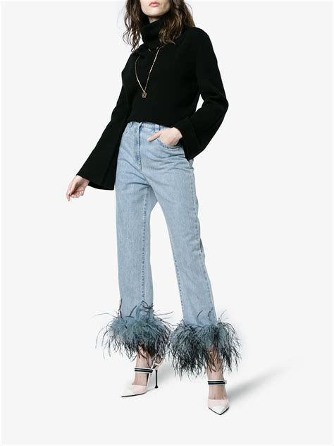 prada feather jeans|Altro.